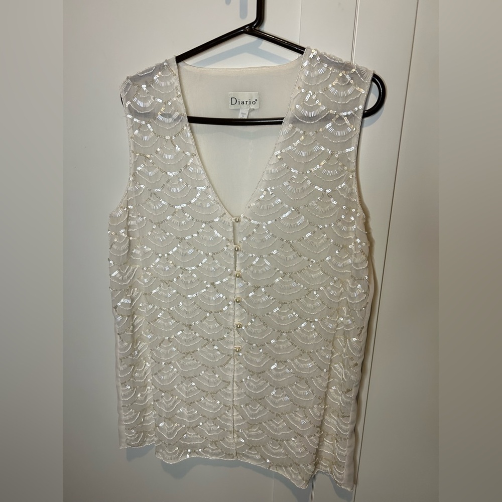 Women's Cream Sequin Top